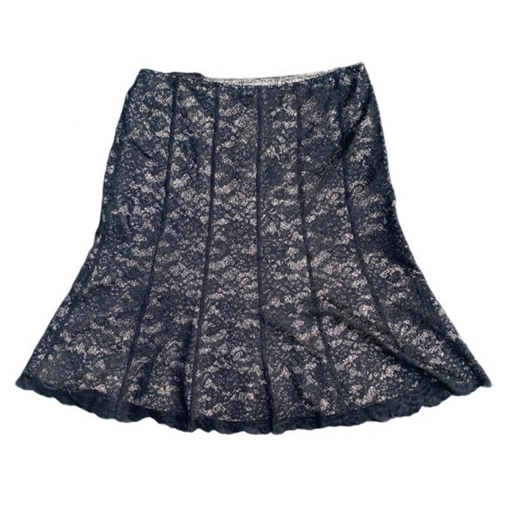 Ann Taylor skirt side zipper size 8 black/tan mid length